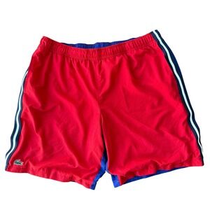 Lacoste Sport Mens Shorts XXL Red‎ Blue Lined Drawstring Gym Training Athletic